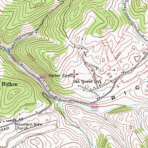 Topographic Map of Parker Cemetery, VA