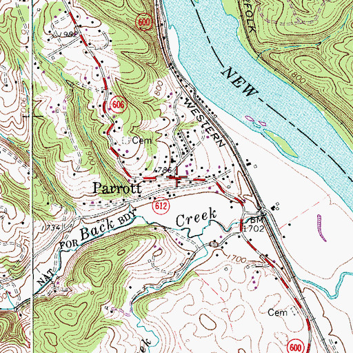 Topographic Map of Parrott, VA