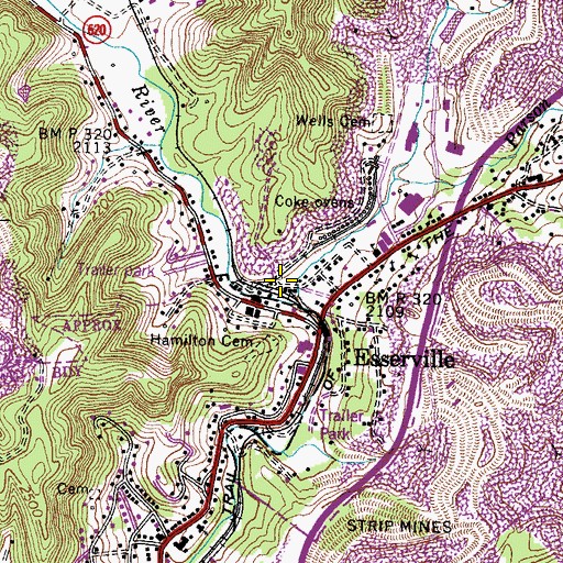 Topographic Map of Parson Branch, VA