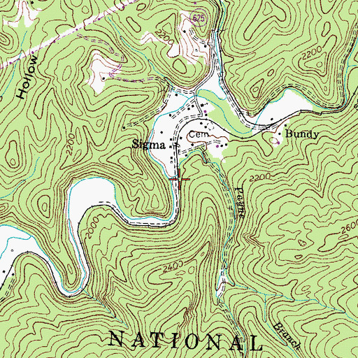 Topographic Map of Payne Branch, VA