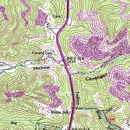 Topographic Map of Peak Hollow, VA