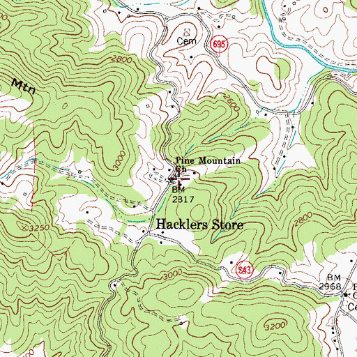 Topographic Map of Pine Mountain Church, VA