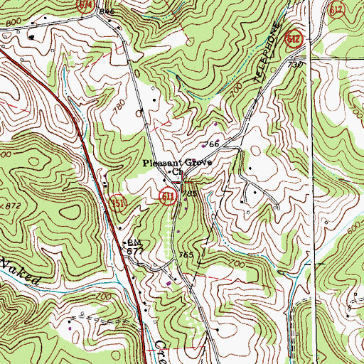 Topographic Map of Pleasant Grove Church, VA