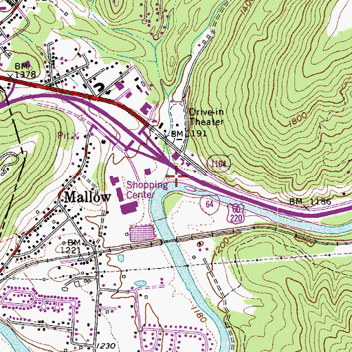 Topographic Map of Ponding Mill Creek, VA
