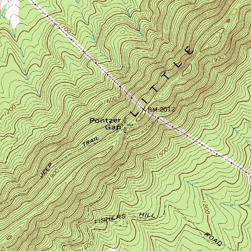 Topographic Map of Pontzer Gap, VA