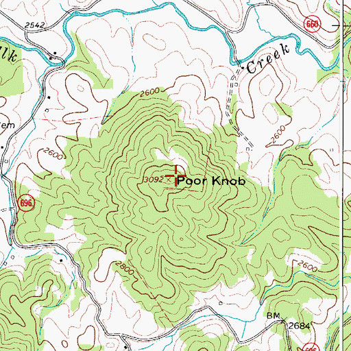 Topographic Map of Poor Knob, VA