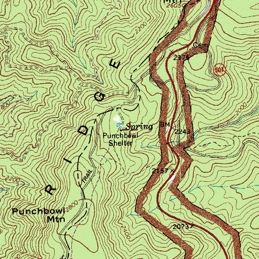 Topographic Map of Punchbowl Shelter, VA