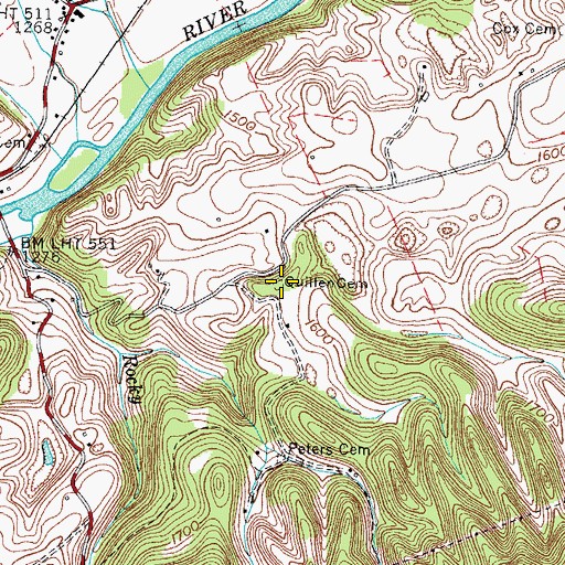 Topographic Map of Quillen Cemetery, VA
