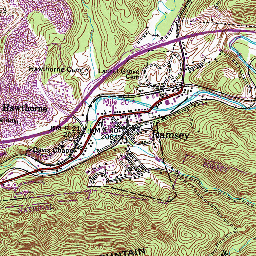 Topographic Map of Ramsey, VA