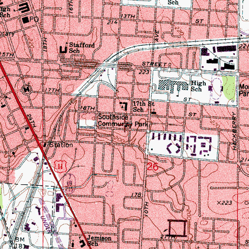 Topographic Map of Truevine Baptist Church, AL
