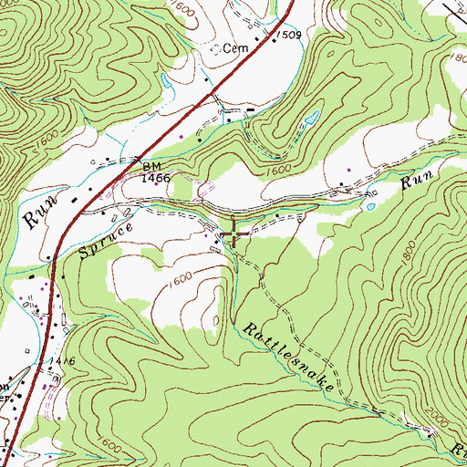 Topographic Map of Rattlesnake Run, VA