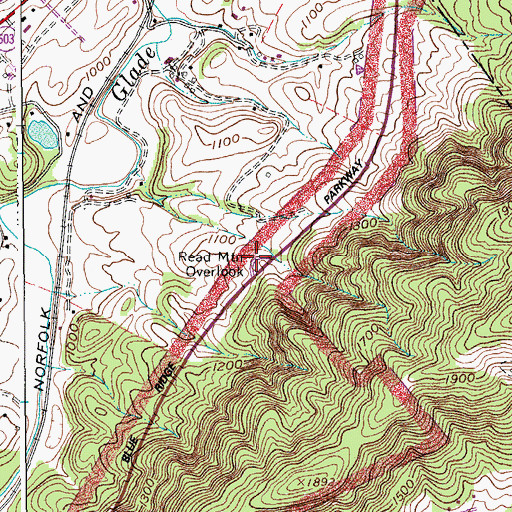 Topographic Map of Read Mountain Overlook, VA