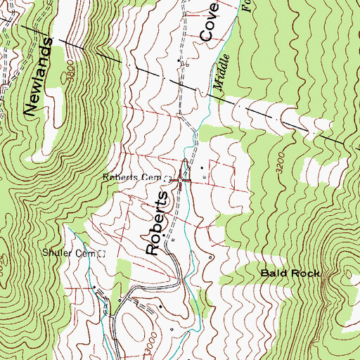 Topographic Map of Roberts Cemetery, VA
