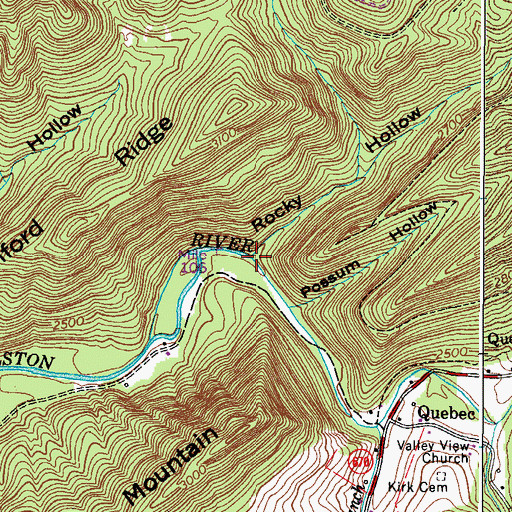 Topographic Map of Rocky Hollow, VA