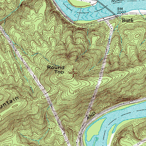 Topographic Map of Round Top, VA