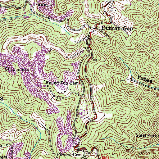 Topographic Map of Round Top Cemetery, VA
