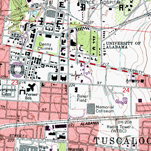 Topographic Map of University Lutheran Church, AL