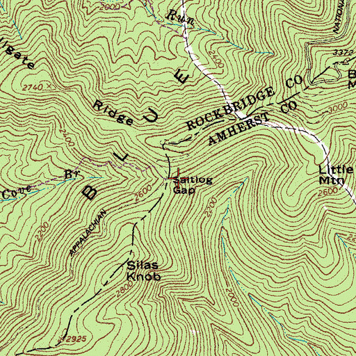 Topographic Map of Saltlog Gap, VA