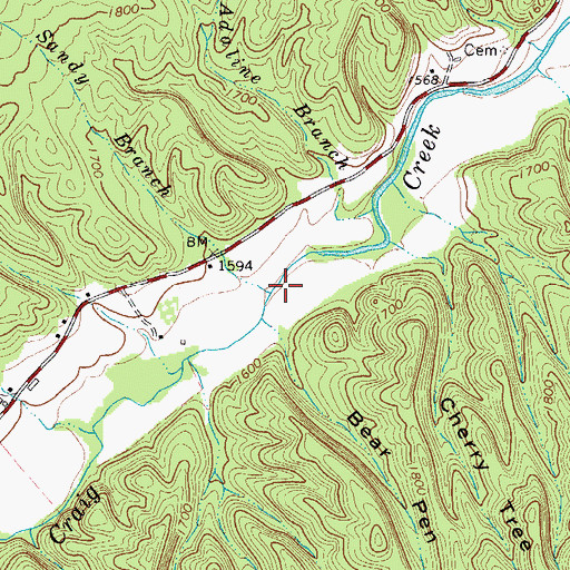 Topographic Map of Sandy Branch, VA