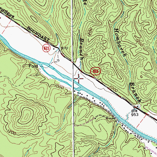 Topographic Map of Saville Branch, VA