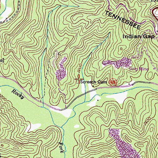 Topographic Map of Screech Cemetery, VA