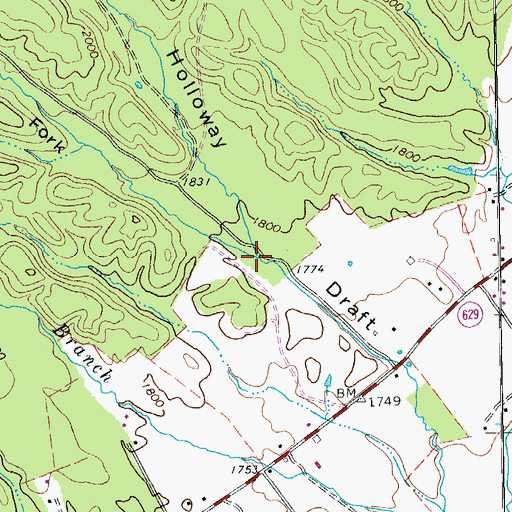 Topographic Map of Left Fork Holloway Draft, VA