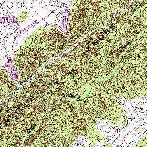 Topographic Map of Paperville Knobs, VA