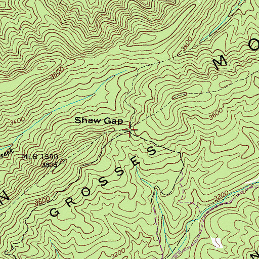 Topographic Map of Shaw Gap, VA
