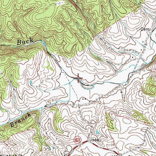 Topographic Map of Shuffle Branch, VA