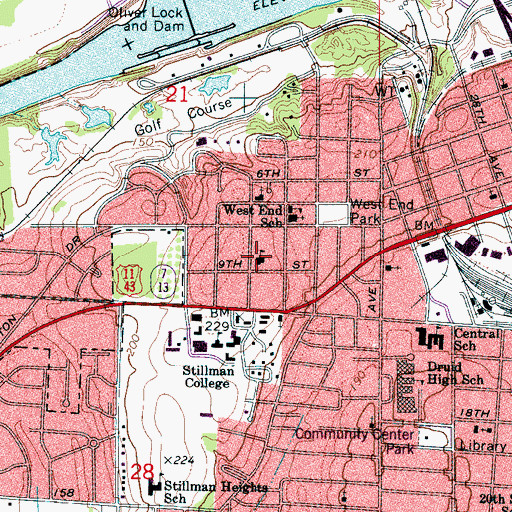 Topographic Map of Wend Public School (historical), AL
