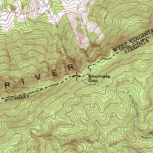 Topographic Map of Shumate Gap, VA