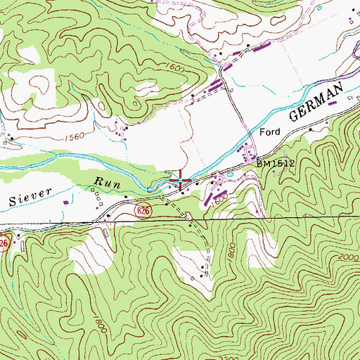 Topographic Map of Siever Run, VA