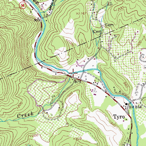 Topographic Map of Silver Creek, VA