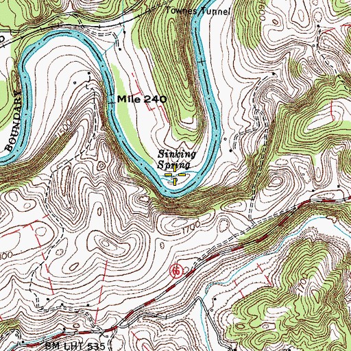 Topographic Map of Sinking Spring, VA