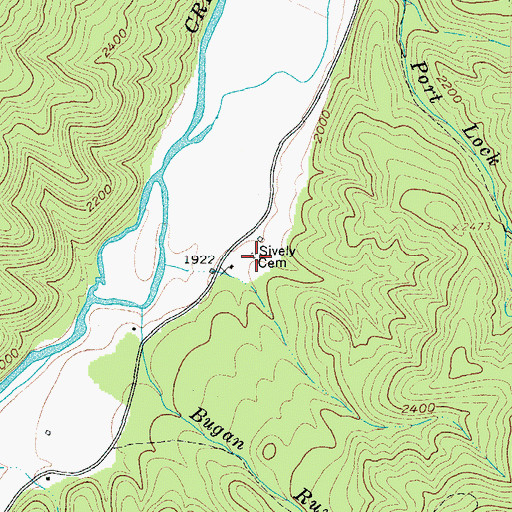 Topographic Map of Sively Cemetery, VA