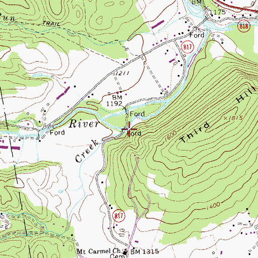 Topographic Map of Smith Creek, VA