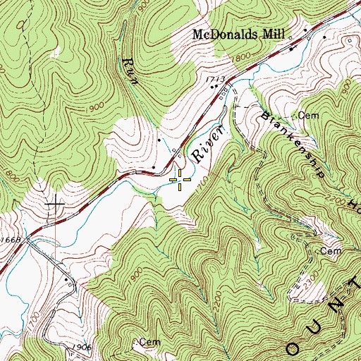 Topographic Map of Smith Run, VA