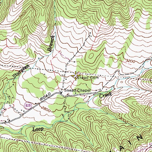 Topographic Map of Snead Cemetery, VA