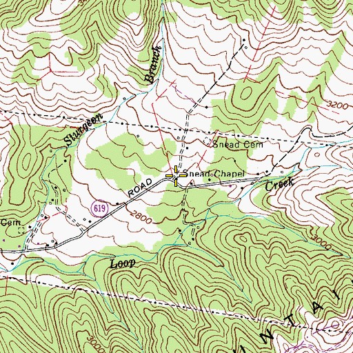 Topographic Map of Snead Chapel, VA
