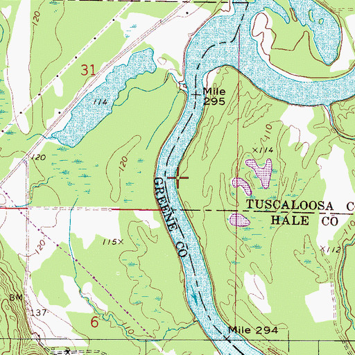 Topographic Map of Wilford Bend, AL