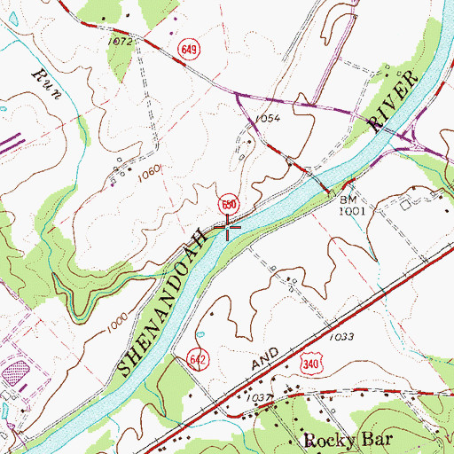 Topographic Map of Stony Run, VA