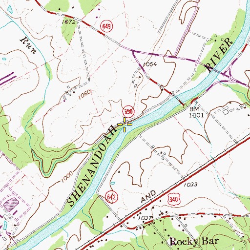Topographic Map of Stony Run, VA