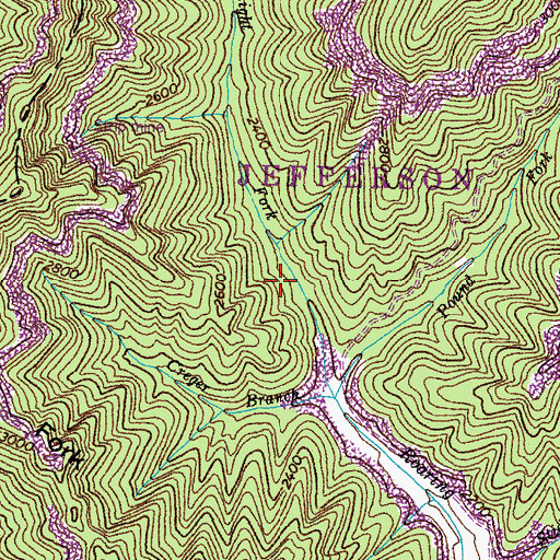Topographic Map of Straight Fork, VA