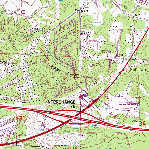 Topographic Map of Woodland Pines, AL