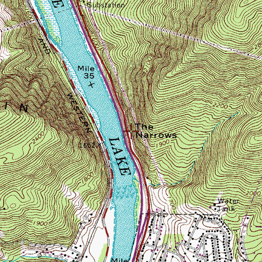 Topographic Map of The Narrows, VA