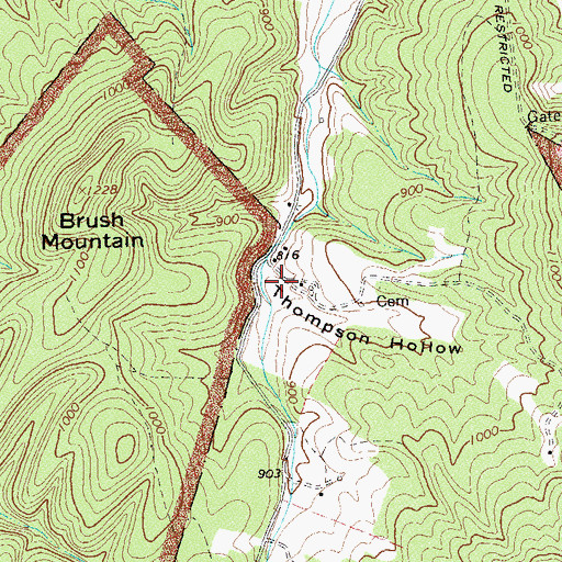 Topographic Map of Thompson Hollow, VA