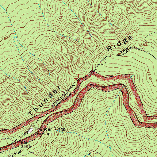 Topographic Map of Thunder Ridge, VA