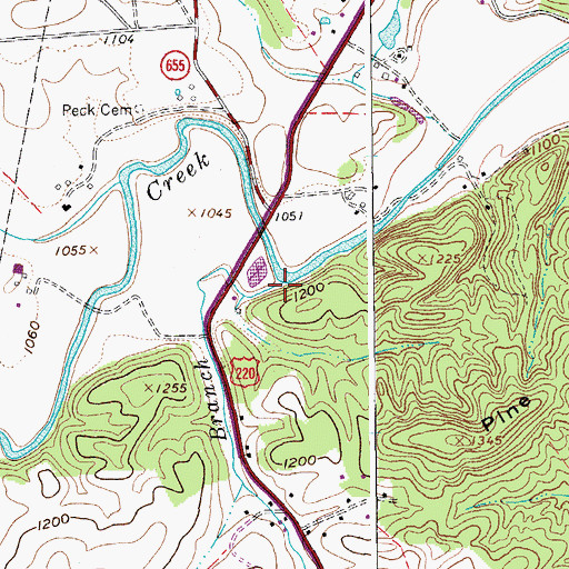 Topographic Map of Town Branch, VA
