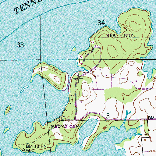 Topographic Map of Lewis Evans Subdivision, AL