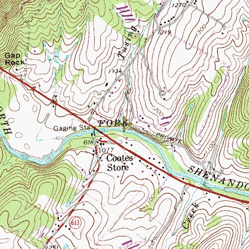 Topographic Map of Tusing Run, VA